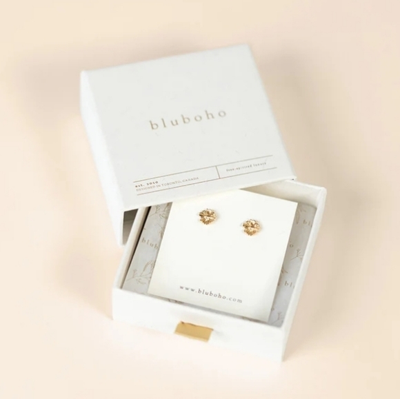 bluboho Jewelry - Bluboho Wildflower Yellow Gold Stud Earrings. Summer 2023 Jilly Box. Brand New.